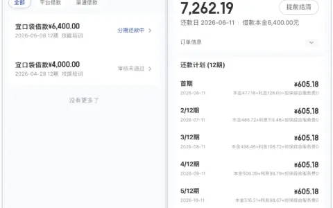 宜口袋历经三天审核成功放款 6400 元，无需中介报备，征信花也有获批机会