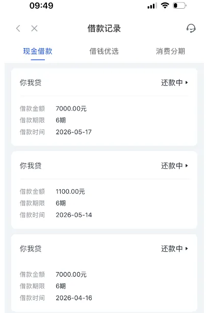你我贷稳定下款第四笔 7000 元，每月可申请一次，资方为重庆小米消费金融正规可查