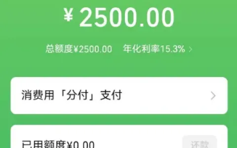 微信分付开通 2500 元额度可正常使用，线下消费适配度高，商户支持以页面显示为准