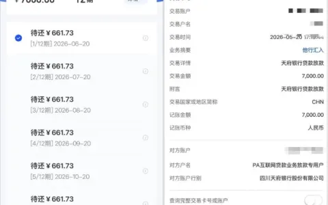 美易借钱多年有额度难放款，重新申请成功下款 7000 元，12 期分期还款更省心