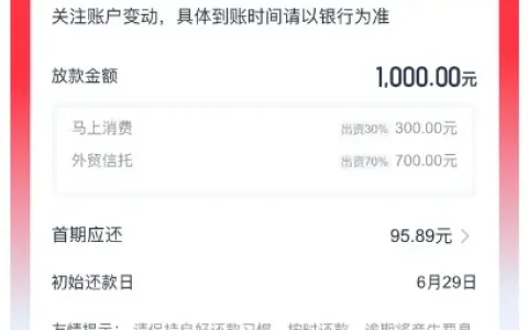 优逸花显示 3000 元授信仅实际到账 1000 元，支付宝申请通道便捷，持牌机构联合出资稳定放款