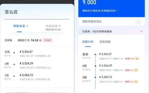 百度有钱花成功放款 9000 元，3 期分期享利息优惠，良好信用审批更顺畅