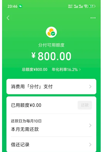 微信分付开启批量定向邀约活动，页面随机弹出开通弹窗，实测 800 元固定授信额度直接审批生效