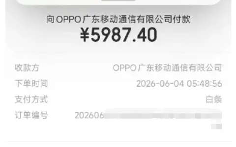 OPPO 商城下单解锁白条风控限制，12 期免息实测消费 5987.40 元，受限额度成功启用