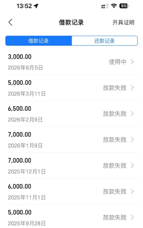 支付宝借呗账户保有授信却多次借款被拒，灵活更换申请金额分次尝试，最终顺利拿到 3000 元放款的实操参考