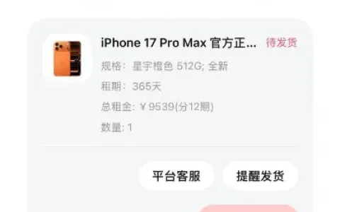 爱租机数码租赁实操分享，首期缴费七百余元，9539 元总租金手机订单顺利进入备货阶段