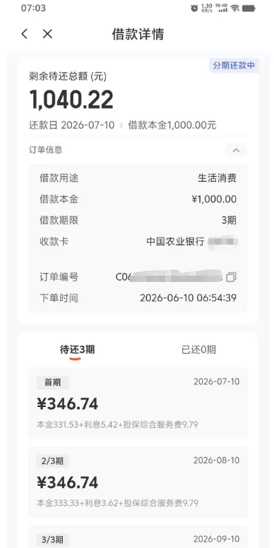 橙心袋 1000 元专项借款三分钟快速下款,农行卡拦截代扣生效,账单明细与使用情况实测分享 橙心袋 1000 元专项借款三分钟快速下款,农行卡拦截代扣生效,账单明细与使用情况实测分享