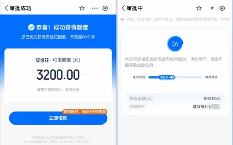 安逸沉寂多年重新授信 3200 元，实际放款 800 元，额度支取实测分享