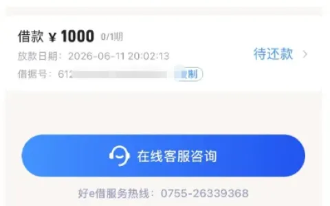 好 e 借实测 1000 元借款，放款中等待一个半小时到账，银行卡与会员问题经验总结