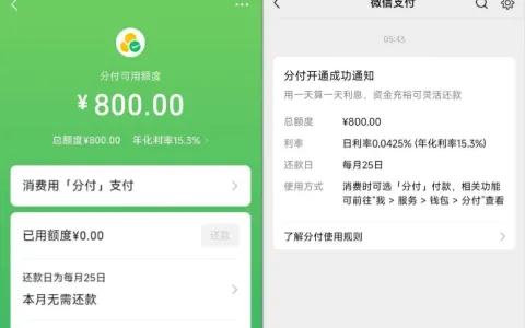 微信分付意外弹出小红点，成功开通 800 元额度，开通条件与使用问题实测分享