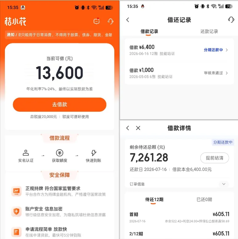 桔小花中介专属码申请实测,20000 元总授信下款 6400 元,小额被拒大额反而顺利通过 桔小花中介专属码申请实测,20000 元总授信下款 6400 元,小额被拒大额反而顺利通过