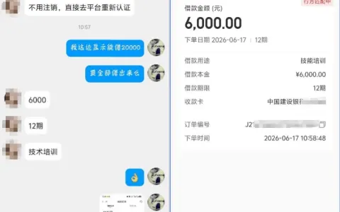 桔小花中介渠道实测：自主申请无额度，获批 20000 元总授信，6000 元借款进入行方匹配阶段