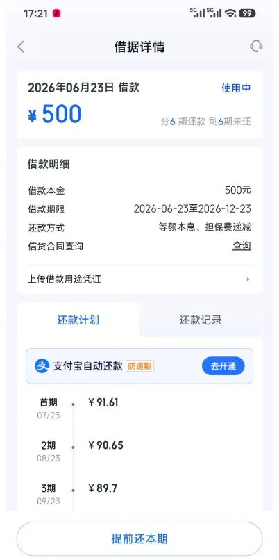 信用飞退还飞跃会员与提额卡后仍可正常借款,500 元分 6 期顺利放款实测分享 信用飞退还飞跃会员与提额卡后仍可正常借款,500 元分 6 期顺利放款实测分享