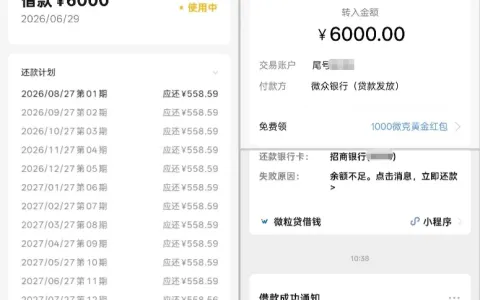 分付关闭后七八次申请均失败，微粒贷 6000 元分 12 期顺利放款，长期使用稳定性更强