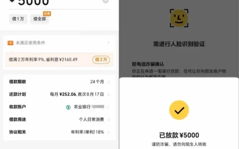 微粒贷 5000 元借款秒到账，支持 24 期分期年利率 18%，银行放款申请流程与使用参考