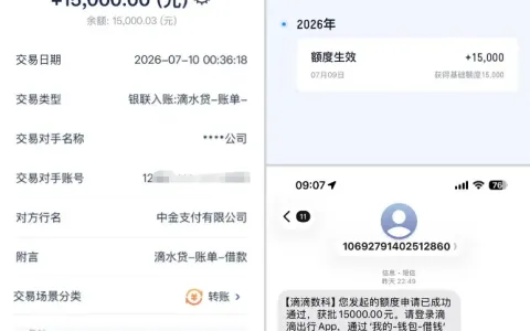 滴水贷 15000 元借款顺利到账，征信偏花多头借贷也可申请，入口与费率参考