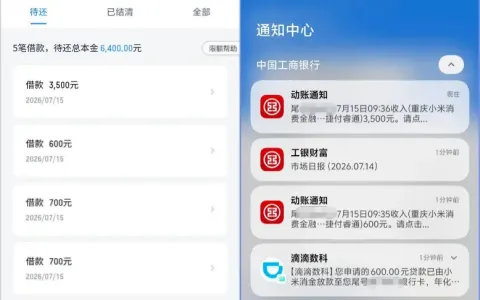滴滴数科单日连下两笔借款，600 元 + 3500 元均由小米消金顺利放款