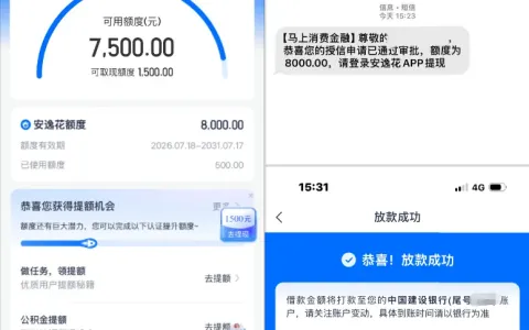 安逸花注销后重申获批 8000 元额度，首借 500 元秒速到账，无会员普通通道申请实测