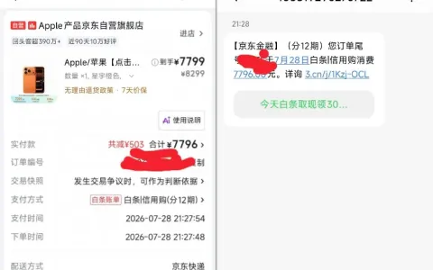 京东白条月底审核通过率提升，7796 元手机分 12 期支付成功，付费额度下单实测