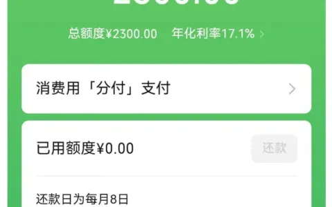 微信分付入口持有多年终出额度，获批 2300 元消费授信，还款规则与出额经验实测参考