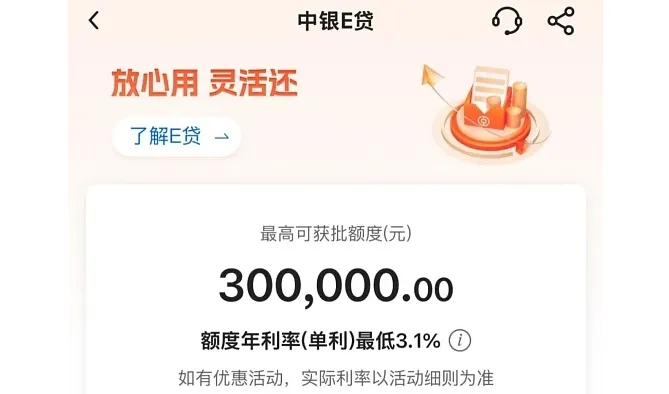 中银 e 贷 2026 年授信政策放宽,最高 30 万循环额度,社保即可进件与额度测算方法参考 中银 e 贷 2026 年授信政策放宽,最高 30 万循环额度,社保即可进件与额度测算方法参考