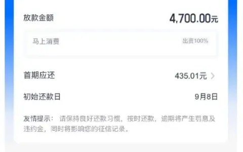 征信存在历史逾期仍顺利获批，安逸花 4700 元借款成功放款，马上消费出资申请细节参考
