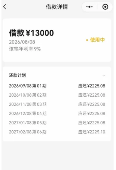 多款信贷产品陆续收紧抽贷,微粒贷 13000 元借款稳定放款,年利率 9% 分期 6 期实测 多款信贷产品陆续收紧抽贷,微粒贷 13000 元借款稳定放款,年利率 9% 分期 6 期实测