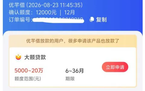 融 360 匹配优芊借获批 12000 元显示放款中，分 12 期预计 1-3 工作日到账，真实性与到账概率实测参考