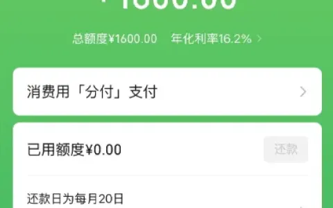 微信分付小红点邀请成功开通，1600 元额度年化 16.2%，无入口也可尝试申请实测参考