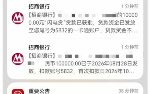 招商银行闪电贷 10 万元顺利放款，银行系信贷正规透明，随借随还使用灵活实测参考