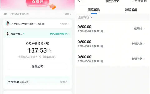 放心借500元两次申请失败终下款，十年黑户带呆账代偿限高也能过