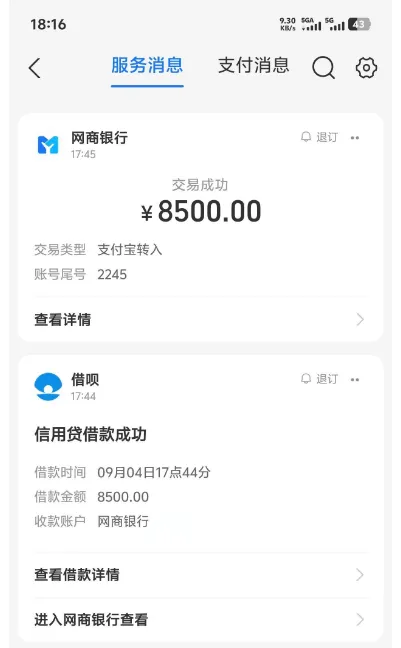 借呗首次申请借款 8500 元成功到账,网商银行出资,支付宝入口全程线上办理实测参考 借呗首次申请借款 8500 元成功到账,网商银行出资,支付宝入口全程线上办理实测参考