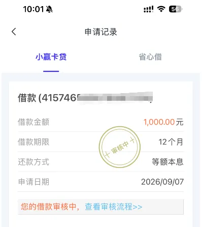 小赢卡贷 1000 元借款审核半小时了有戏吗？一直卡在审核中还能顺利下款吗