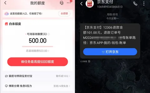 京东白条注销服务后重开获批 500 元基础额度，原手机号直接注册，附提额入口实测参考