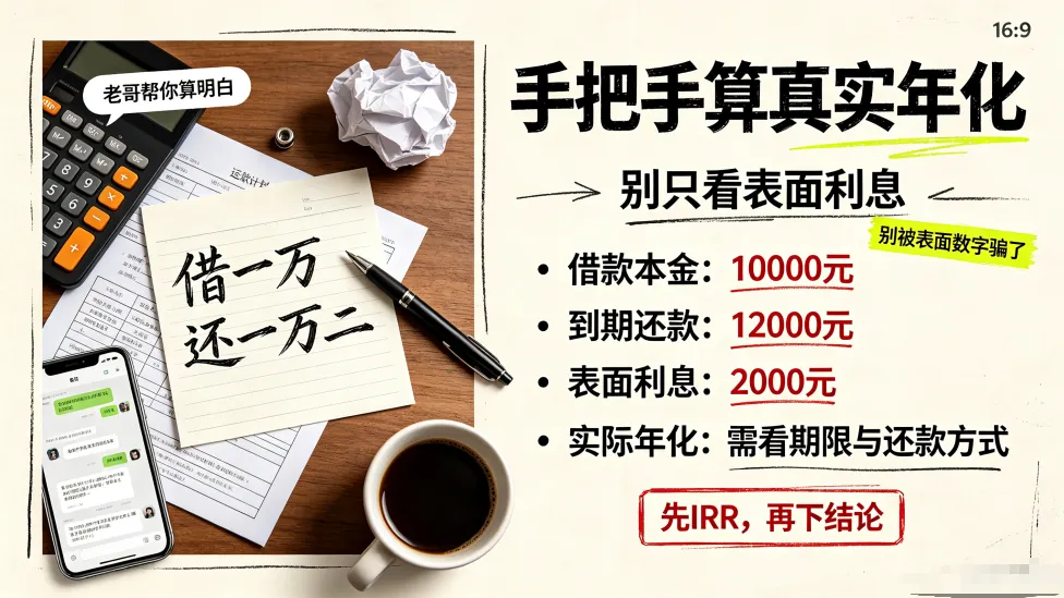 借一万还一万二,利息真是20%?群里老哥手把手教你算网贷的真实年化利率 借一万还一万二,利息真是20%?群里老哥手把手教你算网贷的真实年化利率
