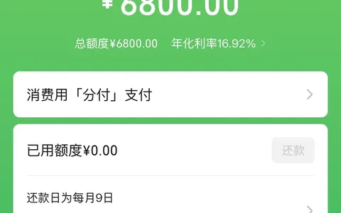 微信分付6800元额度开通，年化16.92%，有逾期记录三次想办法过了，能提现吗