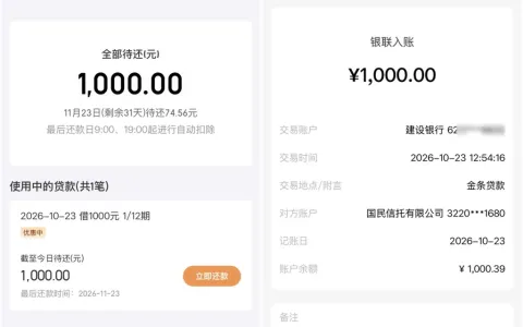 金条大号废了小号却开了入口：1000块两分钟到账，国民信托出资